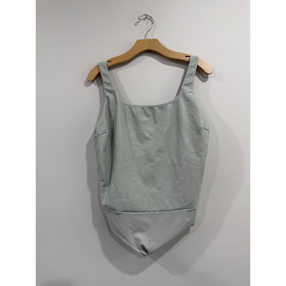 Skims Faux Leather Scoop Bodysuit Light Green Sage Size 3X Sleeveless